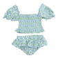Preppy Two Piece Puff Sleeve Swimsuit