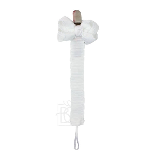 Paci Clip with  -white Bow Clip is detachable