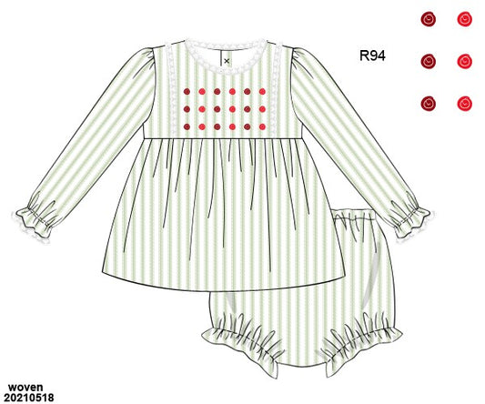 Ticking Stripe Girl Bloomer Set