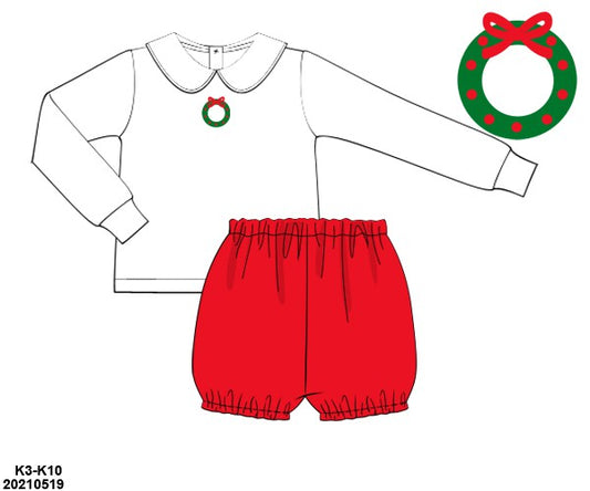 Wreath Simple Knit Boy Bubble Short Set