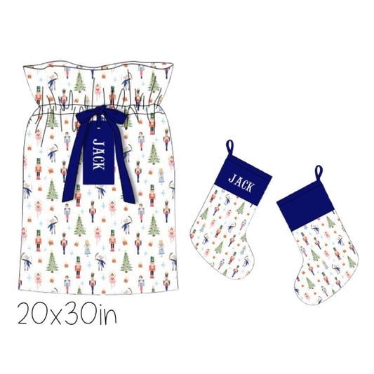 Nutcracker Printed Santa Sack and Stocking