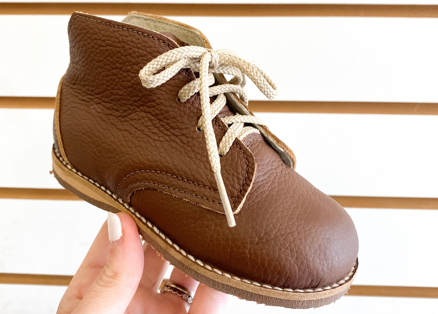 Unisex Leather lace up SHOE- Chestnut Color