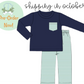 PO54: Simple Knit Navy and Green Boys Pant Set