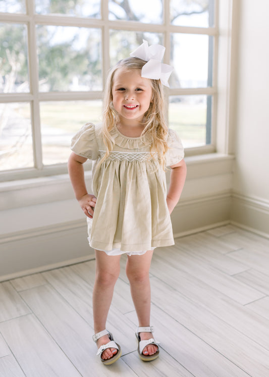 Linen smocked Bloomer Set