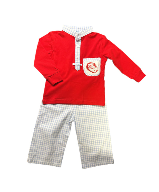 Smocked Pocket Santa Boy Pant Set