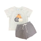 Sage and Black Gingham Applique Pumpkins Short Set