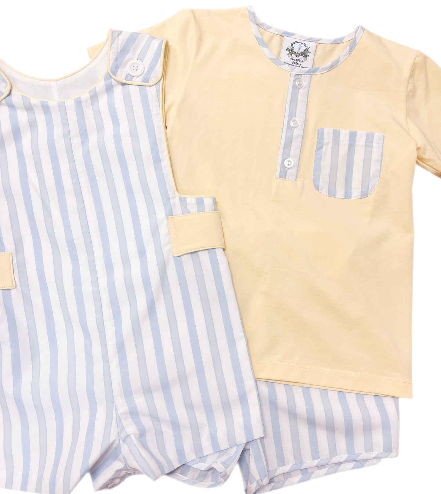 Yellow and Blue Stripe Boy Short Set