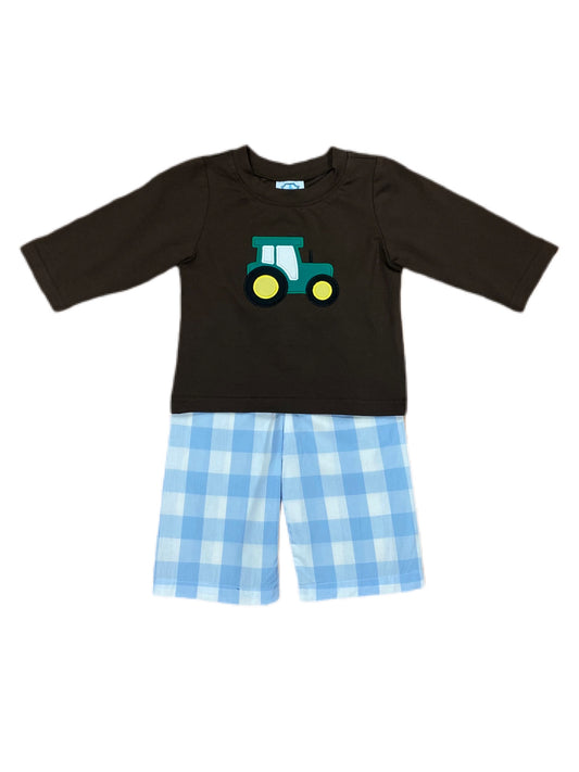 Tractor applique boys pant set