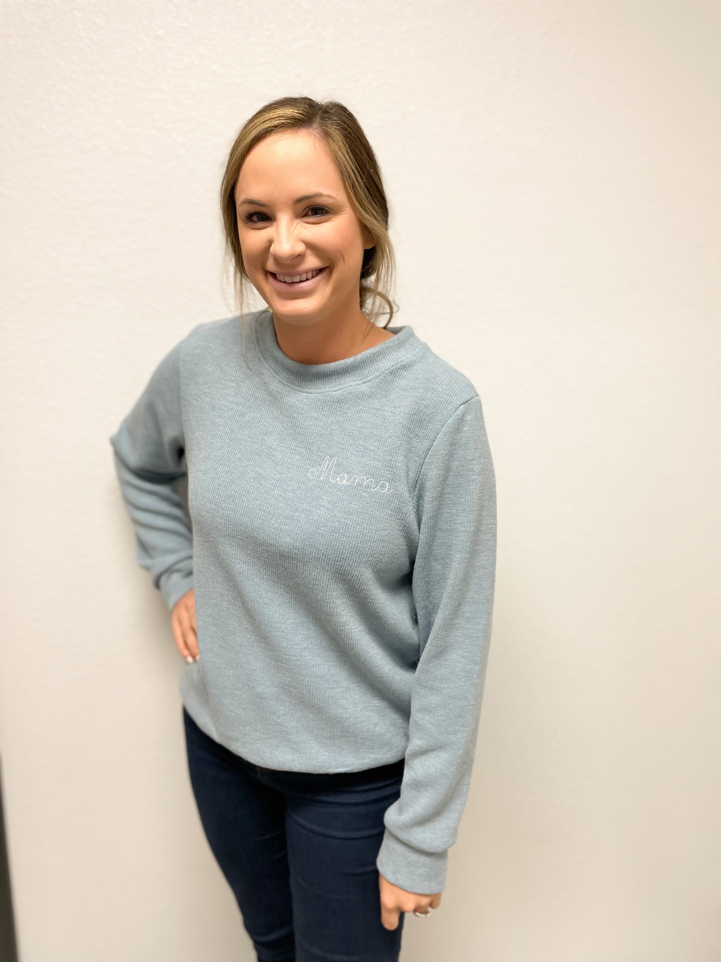 Mama Simple Stitch embroidery sweater