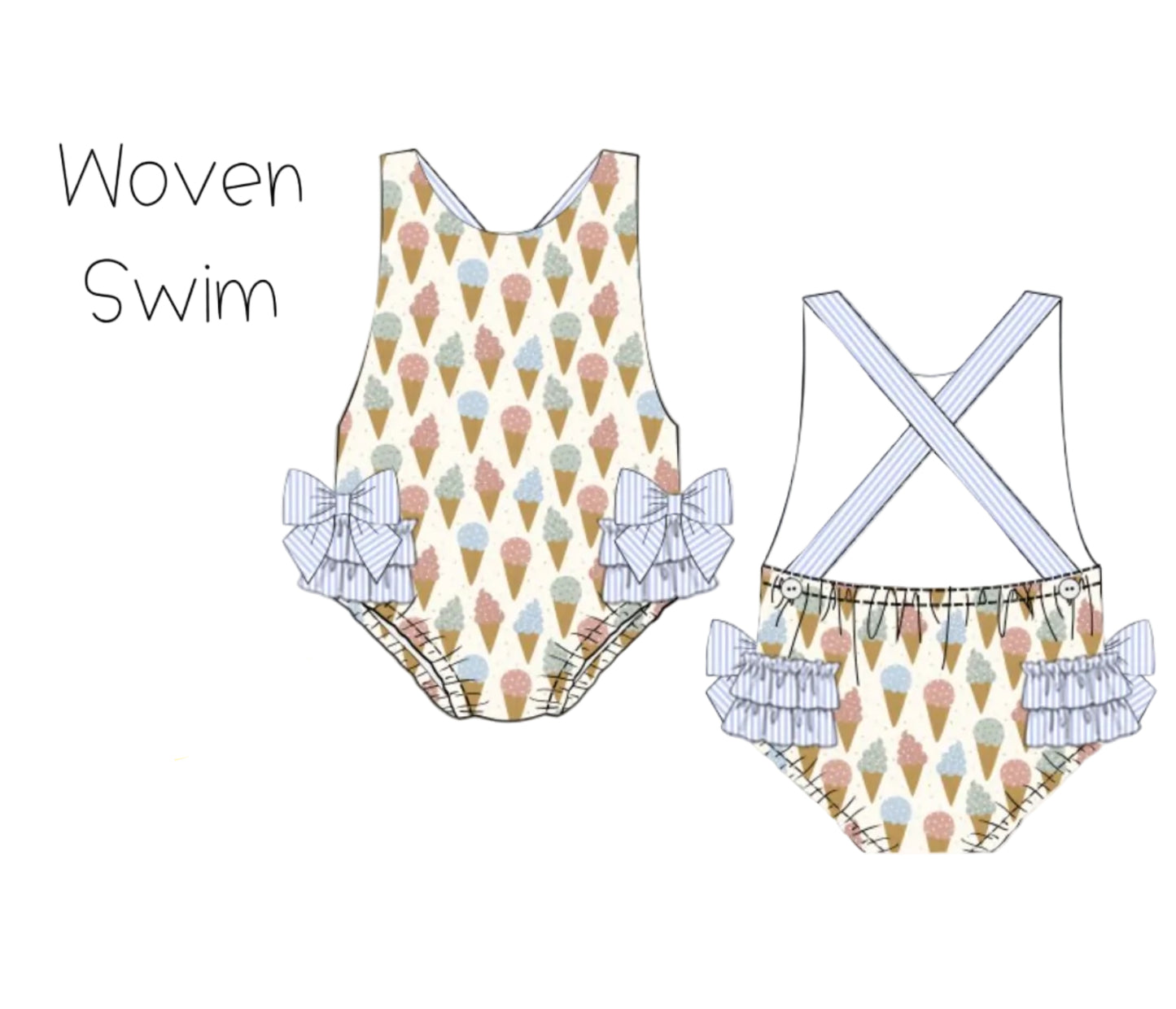 Ice Cream Printed Swimsuit