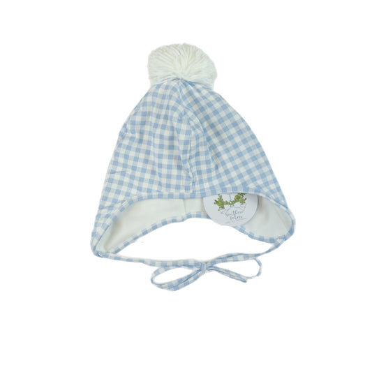 Gingham Blue Pom Hat