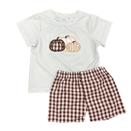 Sage Pumpkin Trio Boys Short Set