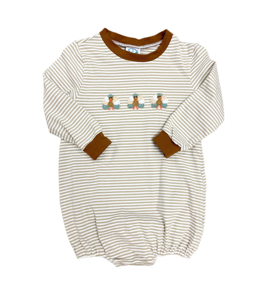 Hand Embroidered Khaki Stripe Bubble