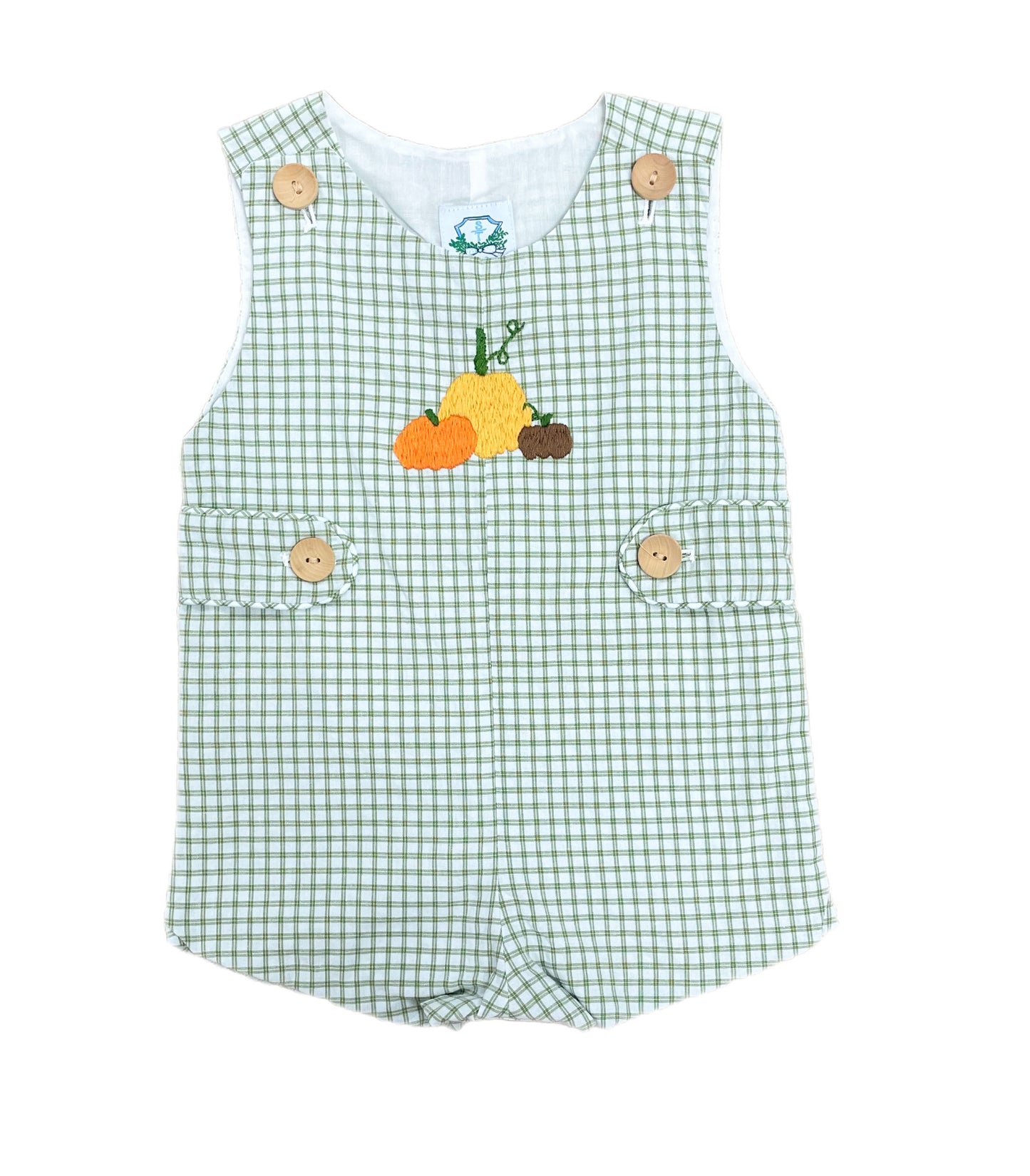 Green Window Pane Embroidered Pumpkin Jonjon