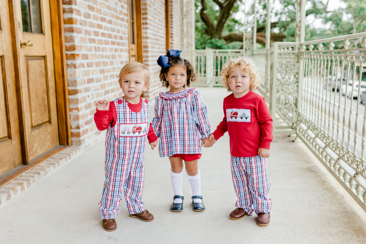 Emergency Vehicles boys smocked pant set