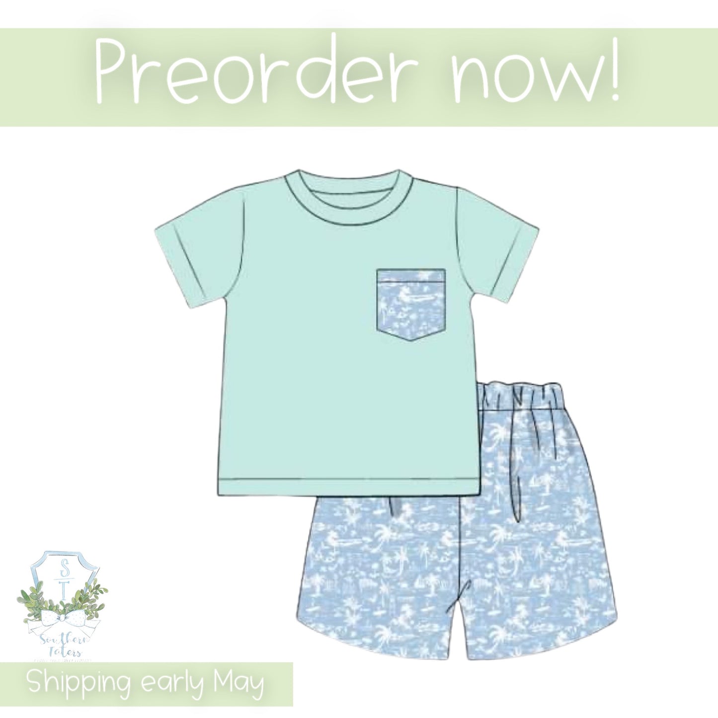 PO62: Seaside Toile Boys Short Set