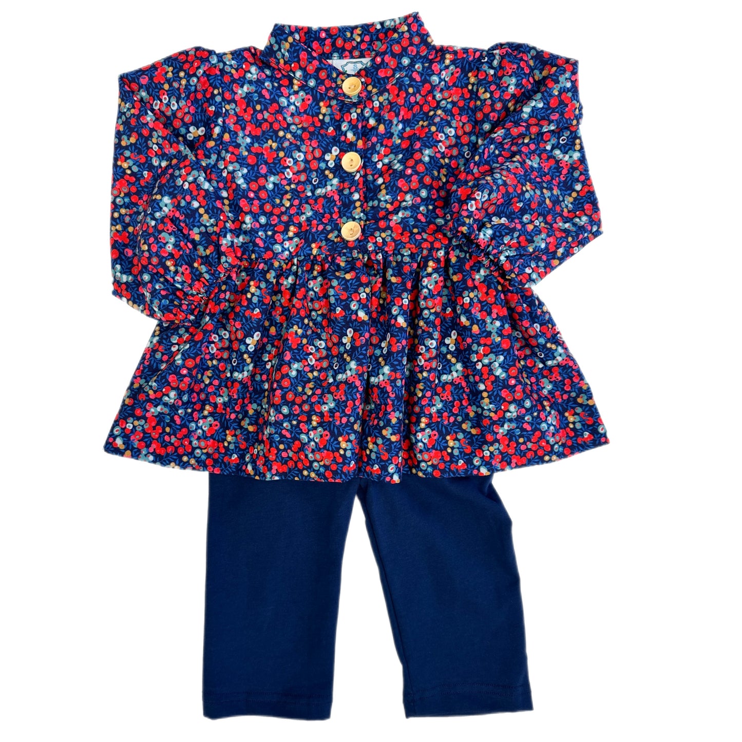 Navy Floral Girl Pant Set