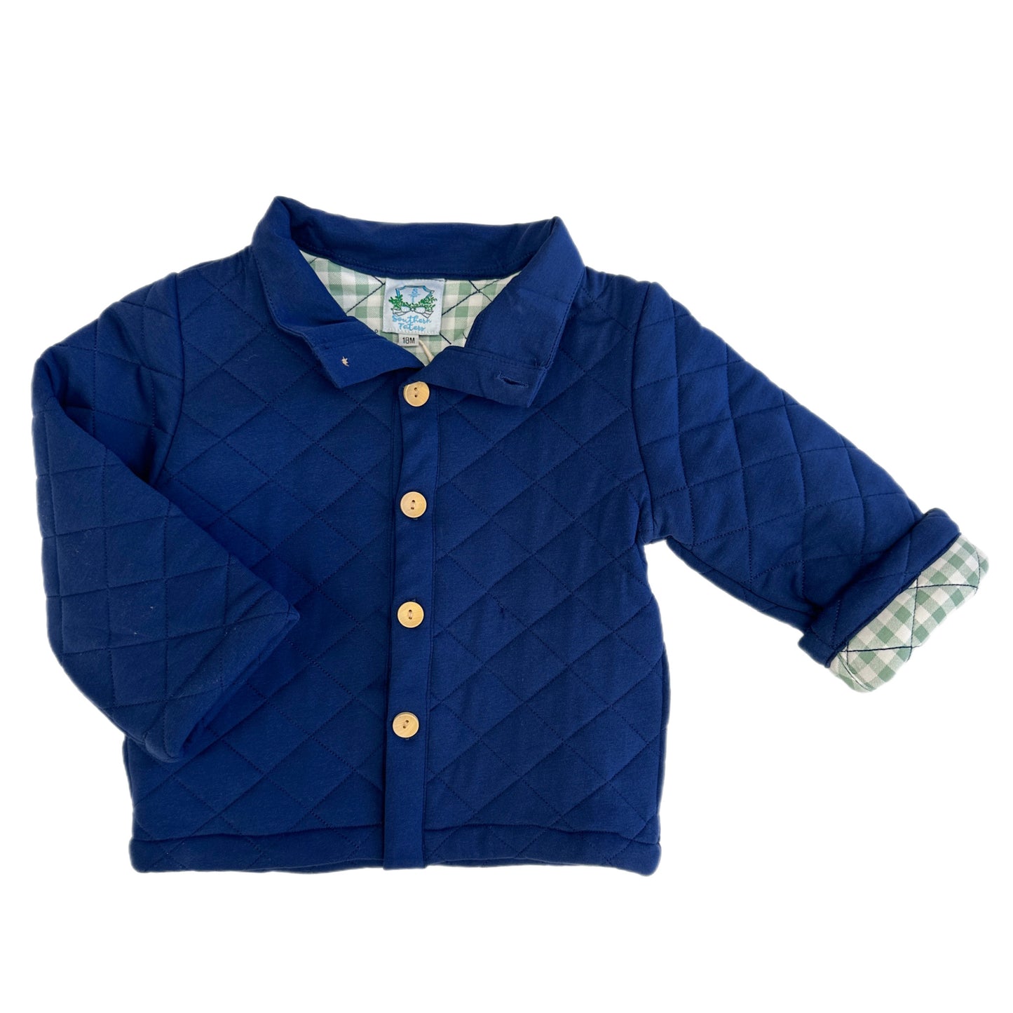 Navy Quilted Boy Button Down Jacket