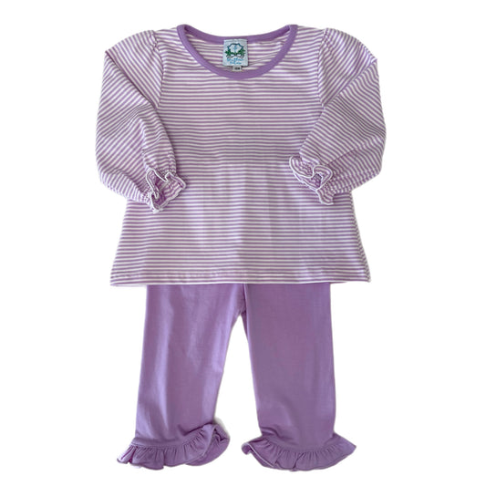 Simple purple knit girls pant set