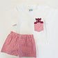 Hog Pocket White and Red Boy Short Set