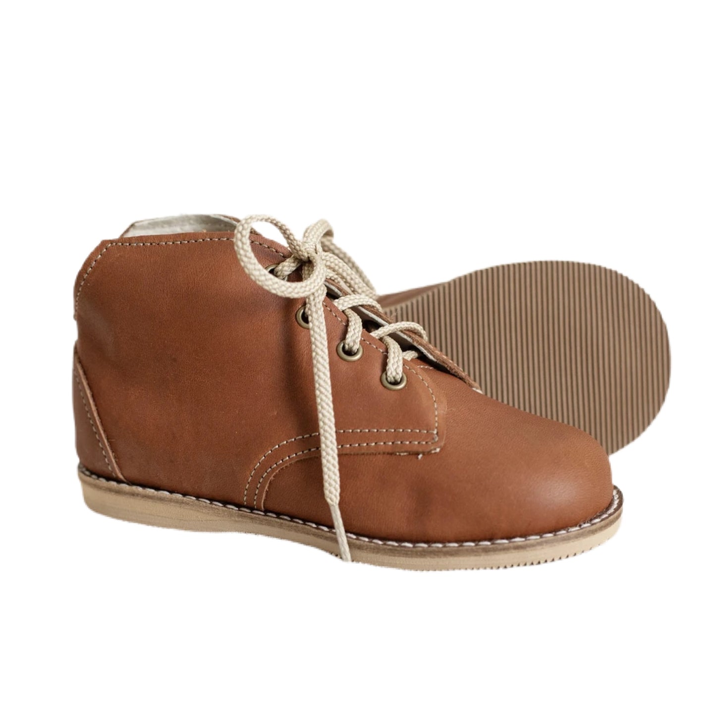 Unisex Leather lace up SHOE- Chestnut Color