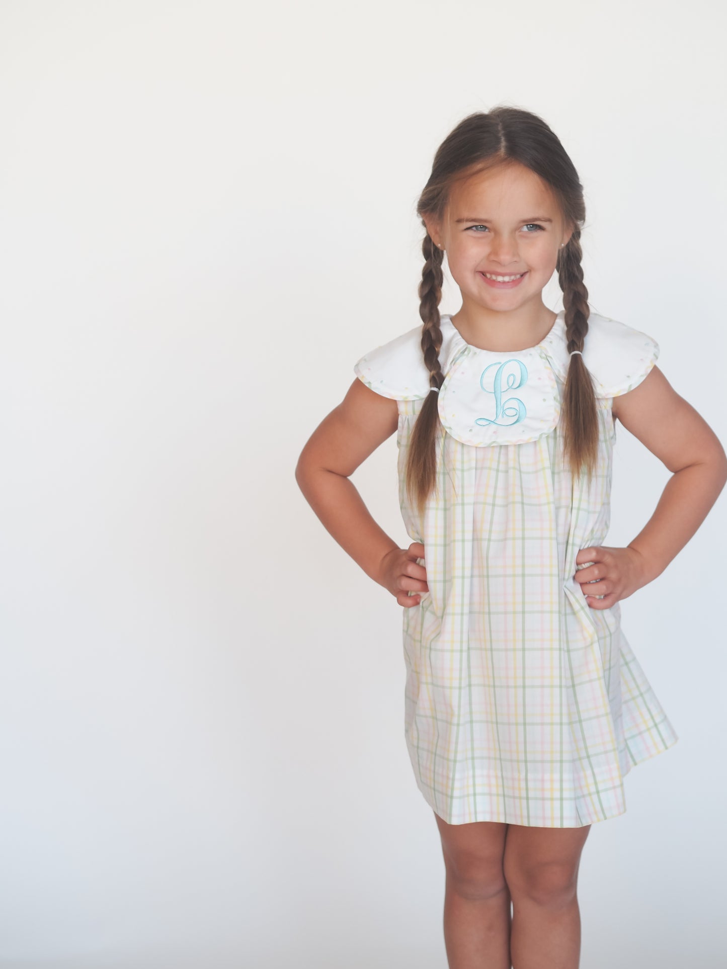 Spring Plaid Girl Petal Dress