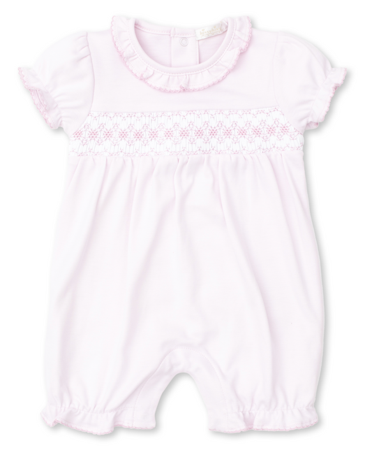 Kissy Kissy Pink short playsuit with hand smock