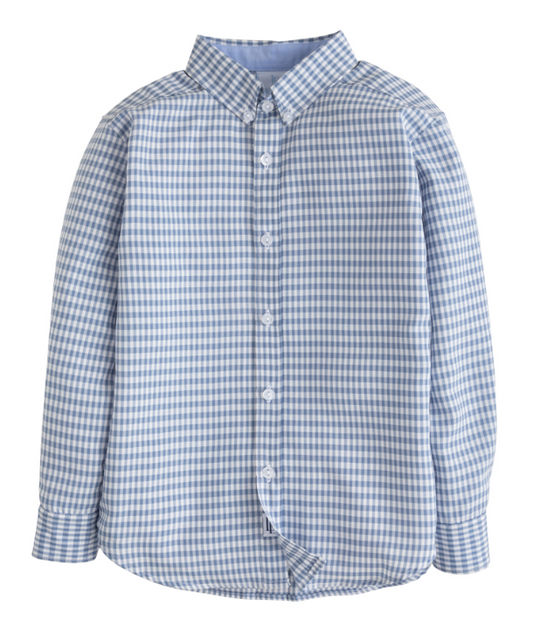 Button Down Shirt-Gray Blue Gingham