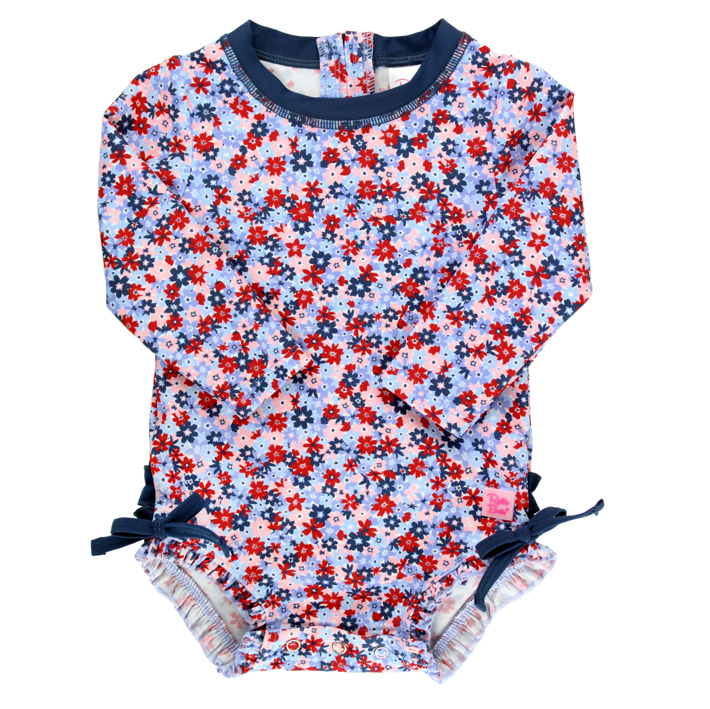 Red, White, & Bloom Long Sleeve One Piece Rash Guard