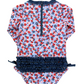 Red, White, & Bloom Long Sleeve One Piece Rash Guard