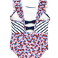 Red, White, and Bloom Pinafore One Piece