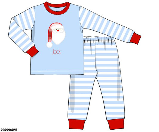 po68: Unisex Blue Stripe Santa 2 pc